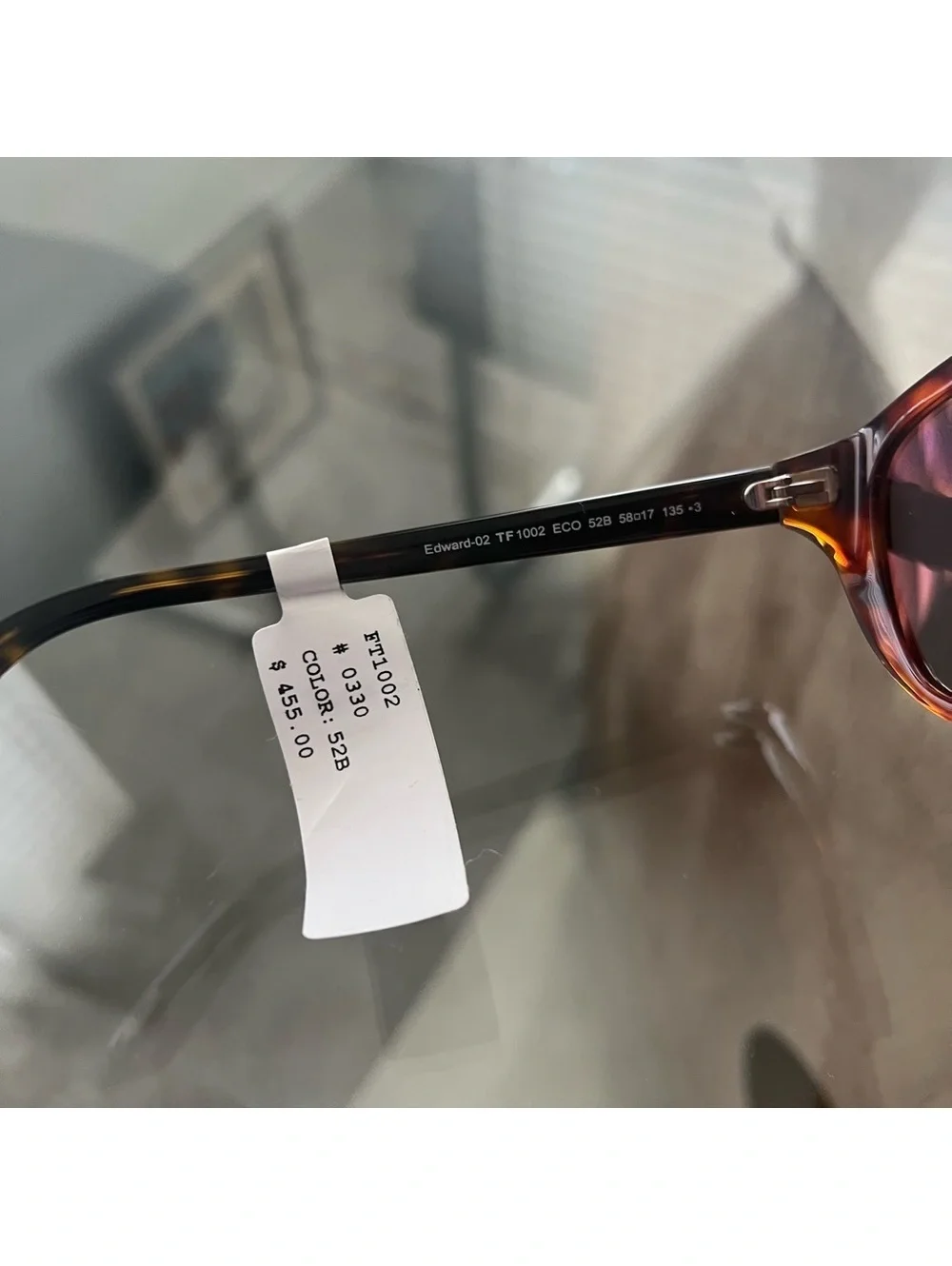 New TOM FORD Rectangular Frame Sunglasses in Havana New w/Tag Retail $455
